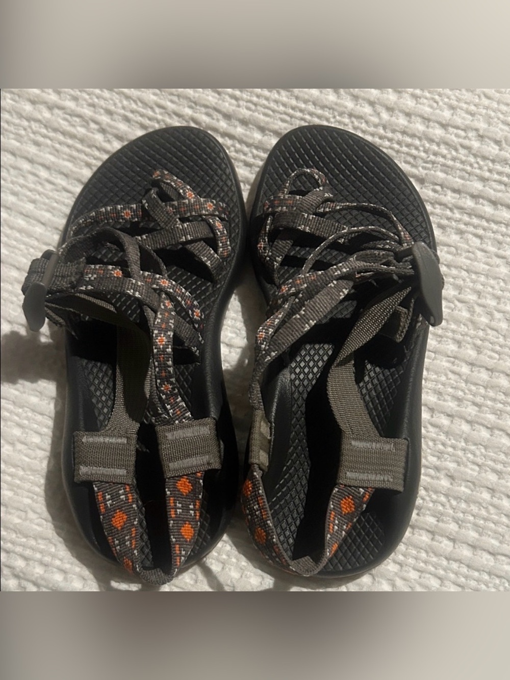 Chaco Women's Black Sandals with Orange Patterned Straps
